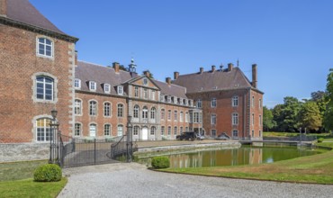 16th century Classicist Château de Franc-Waret in Louis XV style, moated castle in the village