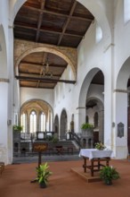 Interior of 11th century Abbey Church of St Peter, Église abbatiale Saint-Pierre d'Hastière,