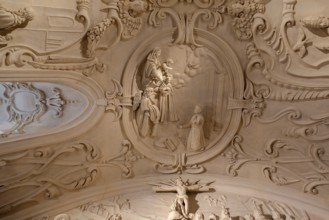17th century stucco by Jan Hansche on library ceiling of the Park Abbey, Premonstratensian abbey at