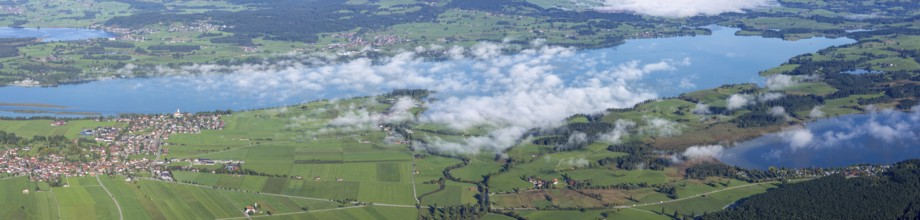 Panorama from Tegelberg, 1881m, on Schwangau, Waltenhofen, Hopfensee, Forggensee and Bannwaldsee,