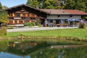 Gasthof Laiter mit Forellenteich, Stillachtal, Oberstdorf, Oberallgäu, Allgäu, Bavaria, Germany