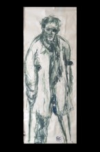 Original caricature, Berlin milieui from the 1940s, by artist Rudolf Führmann, 1909 to 1976,