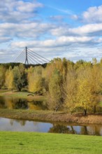 Wesel, Lower Rhine, North Rhine-Westphalia, Germany - autumn on the Lippe, trees with colorful