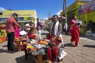 Puja at Chamundeswar Hindu Temple on Chamundi Hill, Indian pilgrims at the temple, Mysore or