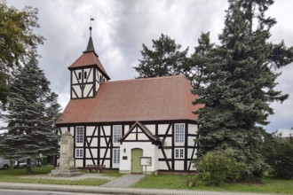 Village church, half-timbered church, Duben, Spreewald, Brandenburg, Germany