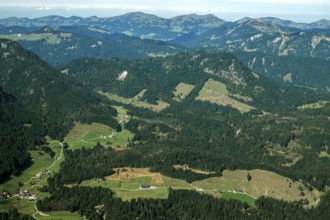 View from the Fellhorn to Riezlern-Außerschwende and Kleinwalsertal, back mountains of the Allgäu