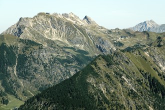 View from Fellhorn to Nebelhorn, Oberstdorf, Oberallgäu, Allgäu, Bavaria, Germany