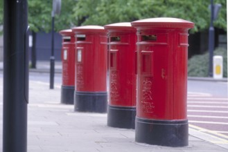 Typical red brie boxes, London, England, Great Britain