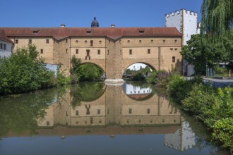 The so-called city glasses, late medieval water gate building over the Vils, Amberg, Upper