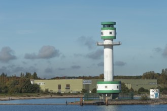 Green-white lighthouse Friedrichsort, Kiel Fjord, Kiel, shipping, tower, architecture, tourist