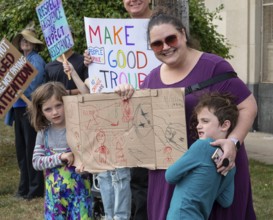 Detroit, Michigan USA - 18 October 2025 - Protesters from Detroit and Grosse Pointe gathered on the