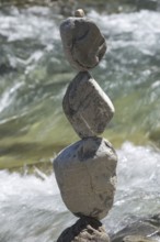 Steinmännchen im Ostertalbach, a ravine in the Gunzesried Valley near Blaichach, Oberallgäu,
