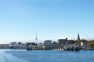 Kiel port, Kiel-Oslo ferry line, Color Line ferry and crusader, terminal at Sweden Quay, radio