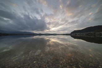 After sunset, Hopfensee, Hopfen am See, near Füssen, Ostallgäu, Allgäu, Bavaria, Germany