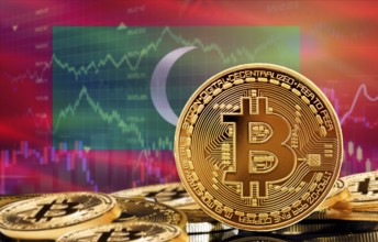 Investors in cryptocurrency and Blockchain Technology in Maldives, Concept. Bitcoin with Maldives