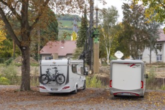 Motorhome parking space opposite the old town of Ahrweiler, right on the river Ahr,