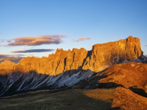 Cima D'Ambrizzola massif in the evening light, Alpenglühen, Passo di Giau, Giau Pass, Dolomites,