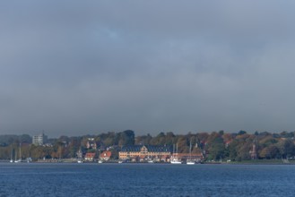Kiel Fjord, Holtenau district, Kiel, historic sewer packing house, storage, sailing yachts,