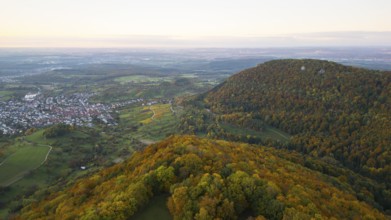 Indian summer on the Albtrauf with a view of Beuren, the Voralb area as far as Stuttgart