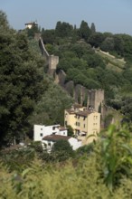 Old city wall below the church of San Miniato al Monte, Florence, Tuscany, Italy