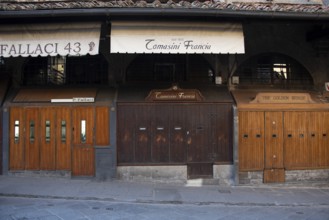 Ponte Vecchio, closed jewelry stores, Florence, Tuscany, Italy