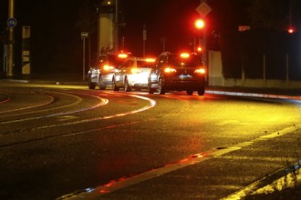 Road traffic at night and poor visibility in a city, autumn, Germany
