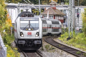 InterCity operated by Deutsche Bahn AG on the road between Stuttgart and Singen. The panoramic