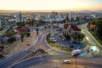 View of the Evangelical Lutheran Christ Church from 1910, sunset, Windhoek, Khomas region, Namibia