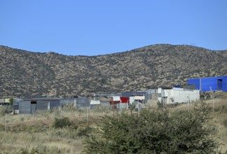 Corrugated iron huts in a poor settlement, Windhoek, Khomas region, Namibia