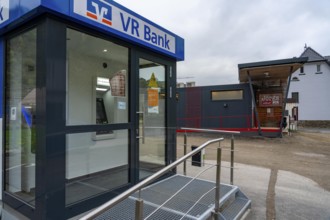 Reconstruction in the Ahr Valley, after the flood of July 2021, temporary vending machine branch of
