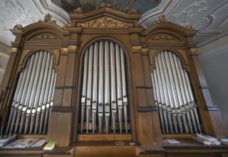 Romantic organ, built in 1844, Church of the Nativity of Mary in Kircheburg, Hannberg, Middle