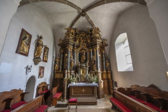 Baroque high altar, created 1726 to 1727, Church of the Nativity of Mary, fortified church, third