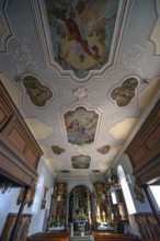 Interior of the Nativity Church, fortified church, third largest fortified church in Germany,