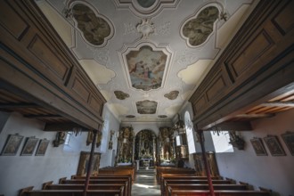 Interior of the Nativity Church, fortified church, third largest fortified church in Germany,