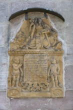 Epitaph from 1827 at the Nativity Church, Kirchenburg, Hannberg, Middle Franconia, Bavaria, Germany