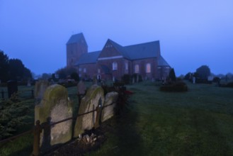 St John's Church in the morning mist, also known as Friesendom, Nieblum, Föhr Island,