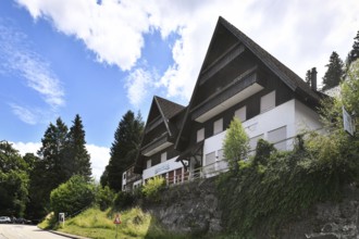 Forbach, Germany - July 12th: Hotel 'Schwarzenbach Hotel' at Schwarzenbachtal Dam in Black forest