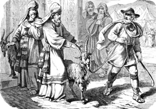 Expulsion of the goat into the desert at the Feast of Atonement, sheep, tents, feast, sacrificial
