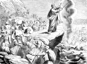 Moses and the children of Israel, passage through the Red Sea, the waters part, Middle East,