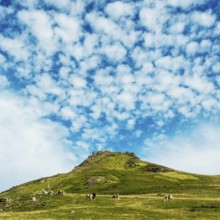 Roc de Courlande in Auvergne Volcanoes Regional Park. Puy de Dome. Auvergne Rhone Alpes. France