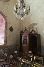 Compains village, confessional of Saint Georges church, Cezallier region, Puy de Dome, Auvergne