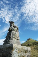 Statue of Virgin Mary. Roc de Courlande in Auvergne Volcanoes Regional Park. Puy de Dome. Auvergne
