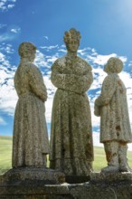 Statue of Virgin Mary and children. Roc de Courlande in Auvergne Volcanoes Regional Park. Puy de