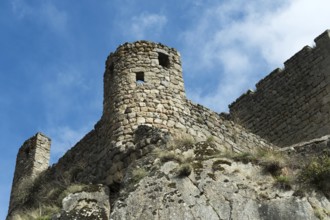 Saint Andre de Chalencon village. Ramparts of castle of Chalencon. Haute Loire. Auvergne Rhone