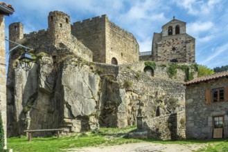 Saint Andre de Chalencon village. Castle and Chapel of Chalencon. Haute Loire. Auvergne Rhone Alpes