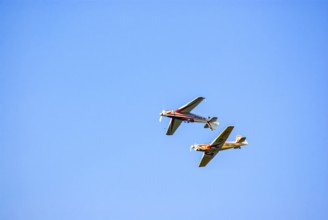 Moravan Zlin Z-526 aeroplane during an aerobatic display at the Rossfeld airfield in