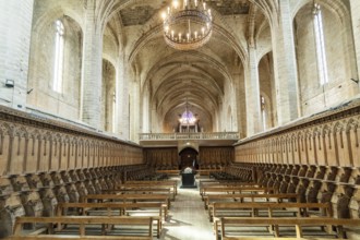 Choir stalls and Pope Clement VI tomb Saint Robert Abbey, La Chaise Dieu, Haute Loire, Auvergne