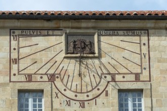 Sundial. Saint Robert abbaye of la Chaise Dieu. Haute Loire department. Auvergne Rhone Alpes.