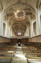 Choir stalls and Pope Clement VI tomb Saint Robert Abbey, La Chaise Dieu, Haute Loire, Auvergne