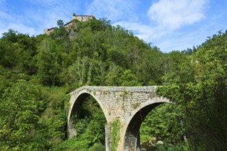 Saint Andre de Chalencon village. Devil's Bridge. Haute Loire. Auvergne Rhone Alpes. France
